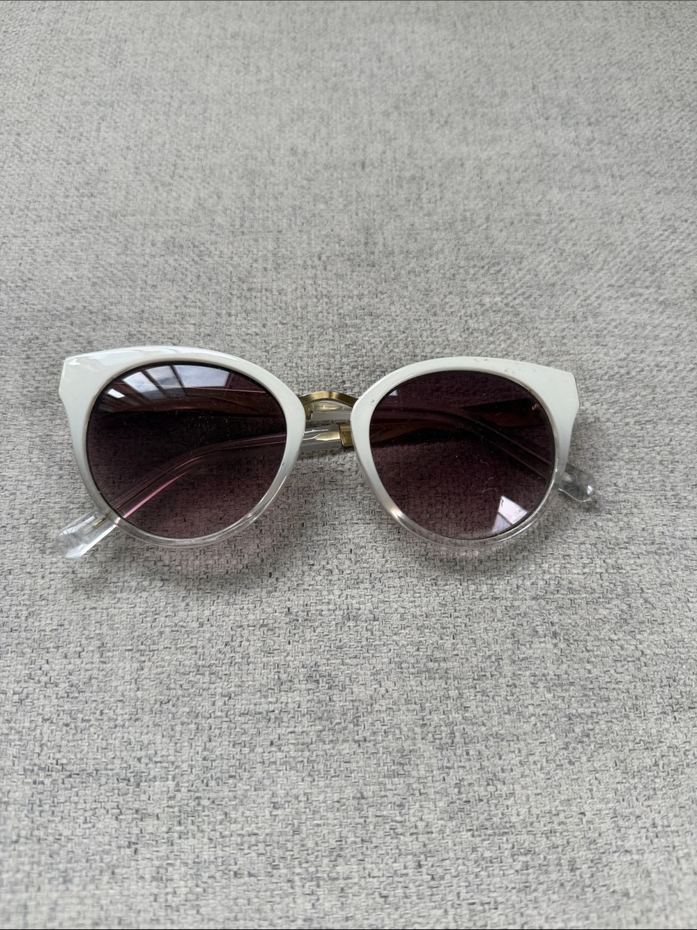 Anthropologie White Frame Sunglasses with Purple Gradient Lenses